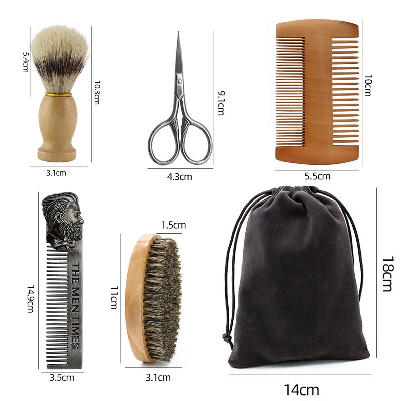 Eco Friendly Boar Bristle Men's Shaving Brush Portable Barber Natural Beard Brush For Facial Cleaning Mustache Tools Gift Bag