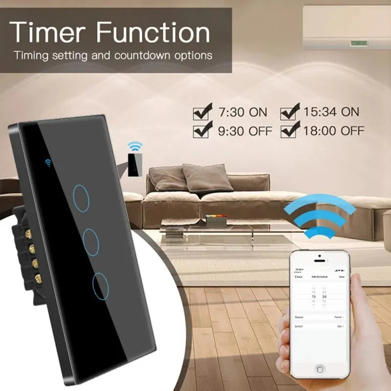 TNCE Tuya US WiFi interrupteur mural intelligent 1/2/3/4 Gang pas de fil neutre capteur tactile commutateurs de lumière LED maison intelligente Alexa Google Home