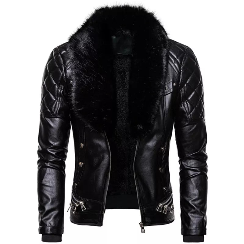 Blouson d'automne en cuir et laine pour homme, nouveau Design, bombardier, avec col en fourrure rabattu, amovible, Slim Fit, manteaux chauds en Pu, 2021