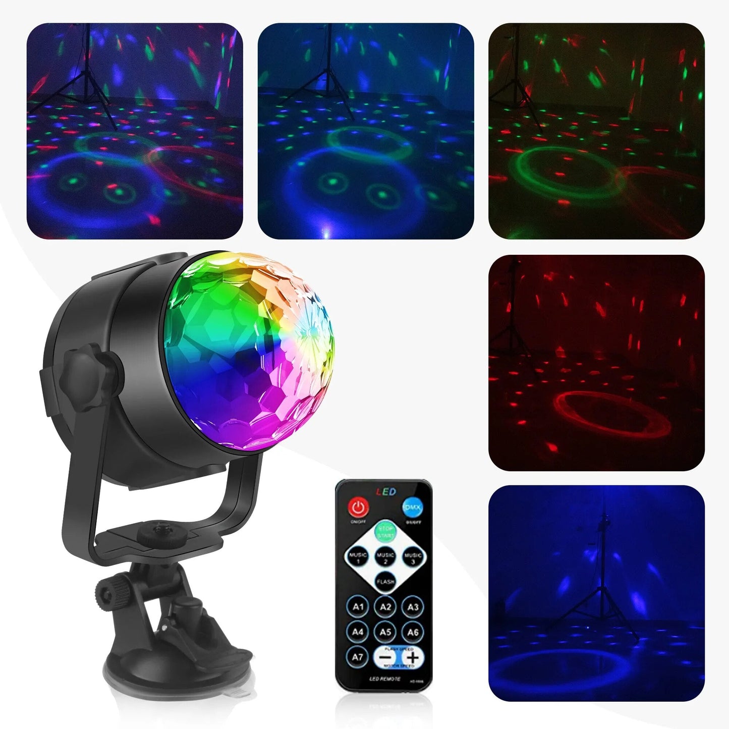 ALIEN 5V USB RGB Disco Ball Light Sound Activated Rotating Strobe  Lamp with Car Hole for DJ Party Wedding Dance Xmas Holiday