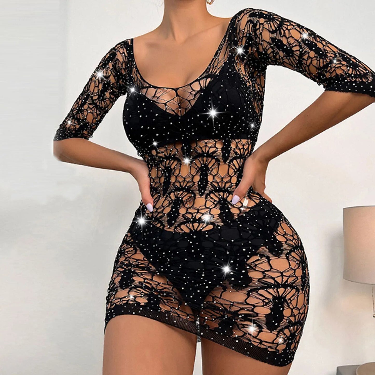 Grande taille résille Lingerie Sexy femmes discothèque robes Costume Sexy chaud Teddy nuisette sous-vêtements