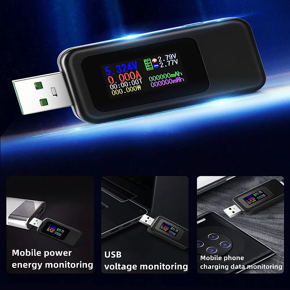 Probador USB 10 en 1, voltímetro Digital CC, amperímetro, medidor de voltaje de corriente, amperímetro, Detector, indicador de cargador tipo batería externa