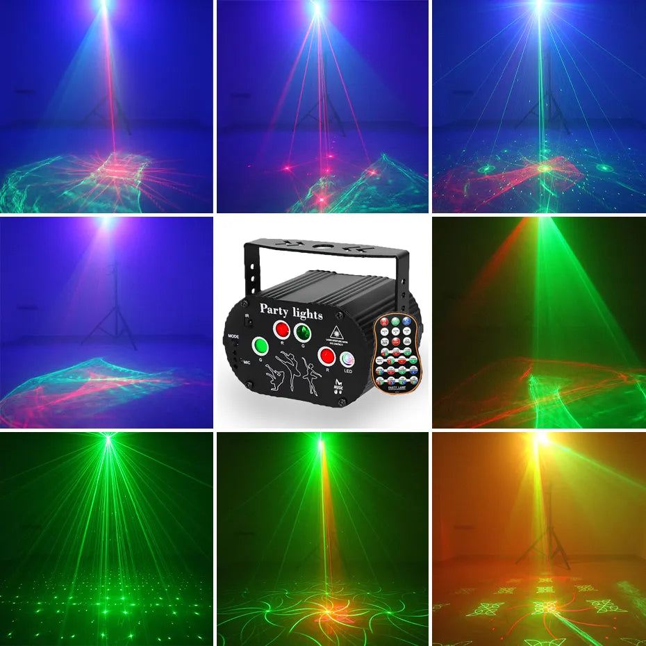 ALIEN RGB Mini DJ Disco Laser Light Projector USB Rechargeable LED UV Sound Strobe Stage Effect Wedding Xmas Holiday Party Lamp