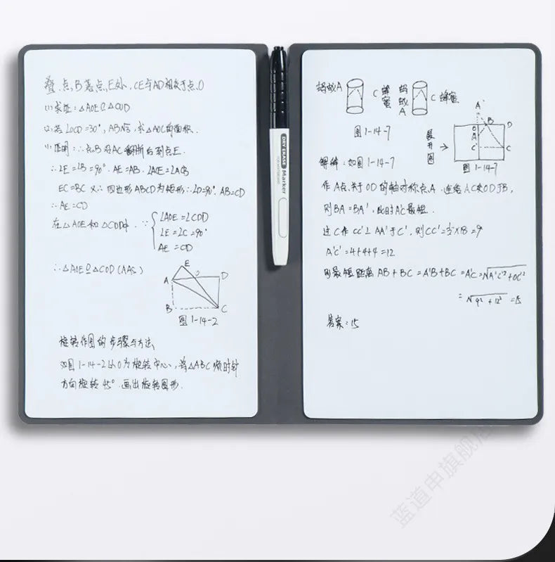 A5 Reusable Whiteboard Notebook Leather Memo Free Whiteboard Pen Erasing Cloth Weekly Planner Portable Stylish Office Notebooks