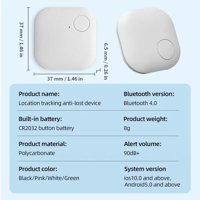 Dispositivo inteligente antipérdida con Bluetooth, billetera para llaves de teléfono móvil, bidireccional, antipérdida, buscador de objetos para personas mayores y mascotas