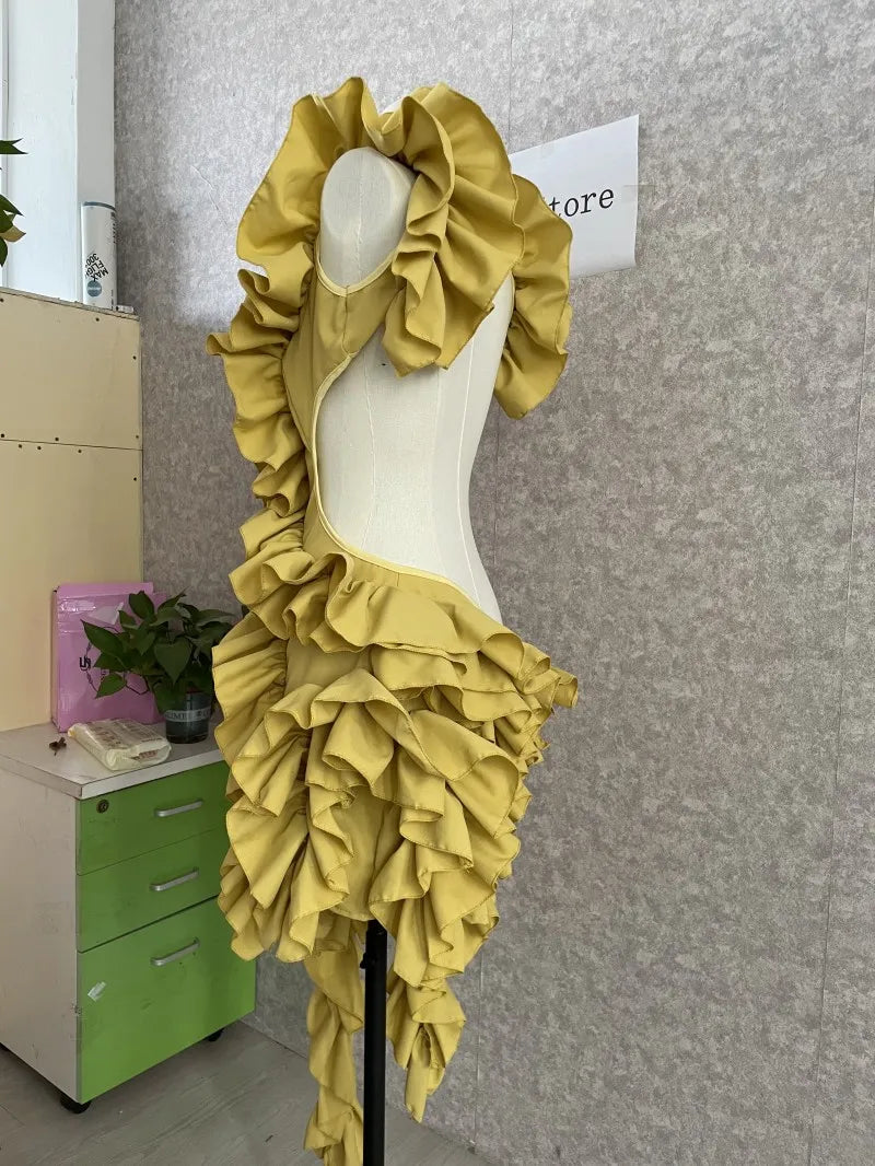 Robe de bal asymétrique pour femmes, tenue de soirée en forme de champignon d'arbre comestible, haute et basse, Sexy, tenue de soirée en boîte de nuit, de rue, 2023