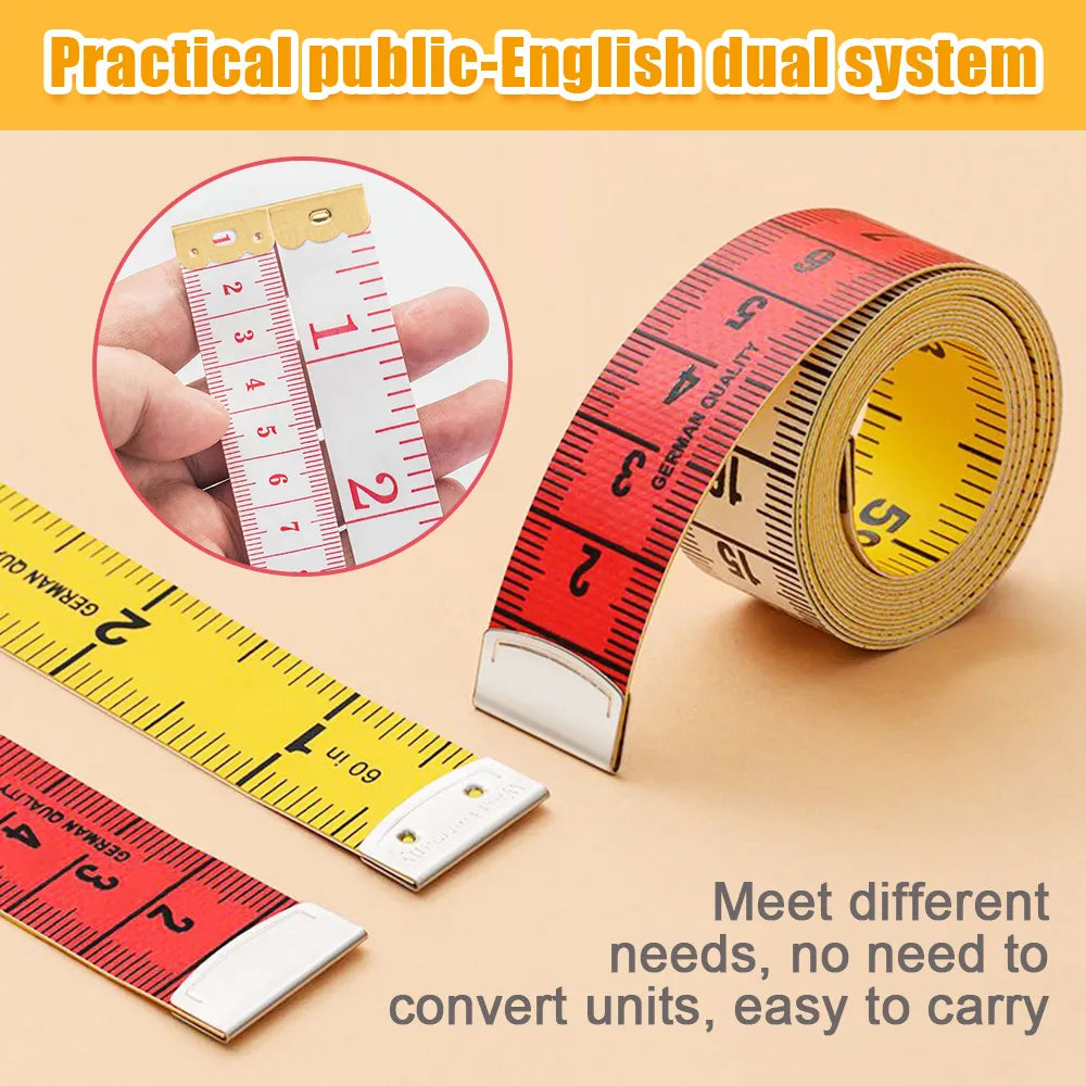 1.5M/60in Soft Tape Measure Tailor's Tape with Snap Fasteners Body Measuring Double-sided Ruler For Needlework Sewing Tool