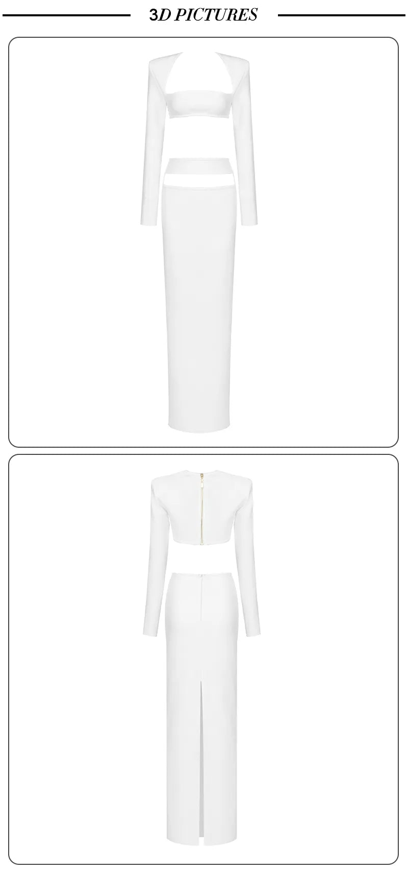 VC-Conjunto de dos piezas para mujer, faldas largas rectas, corsé recortado, Top blanco, trajes de fiesta para Club nocturno, verano