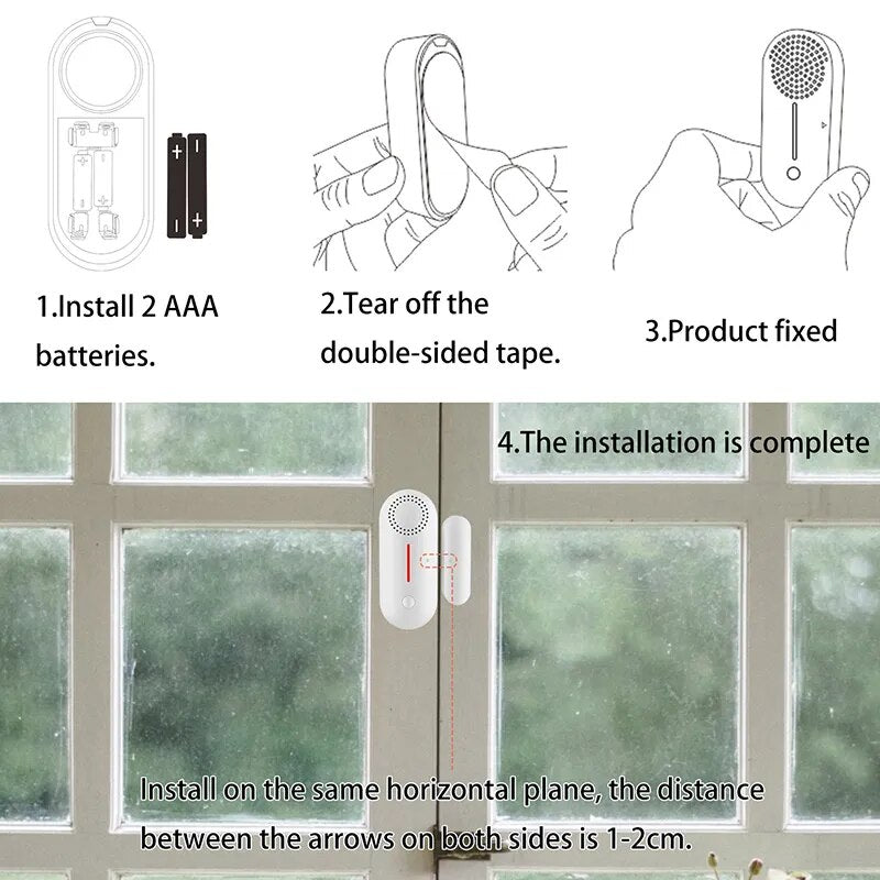 Tuya WiFi inteligente Sensor de puerta detectores de puerta abierta/cerrada Wifi alarma de casa Compatible con la aplicación Alexa Google Home Tuya