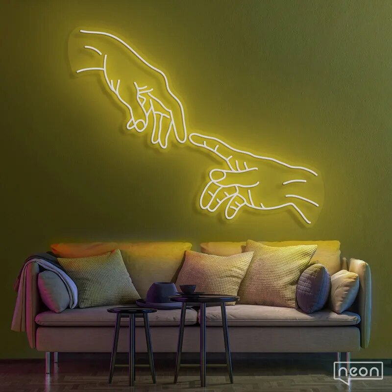 Wanxing hand of god neon Sign Light Office Living Room Interior Design, Neon sign wall art,Neon sign wall decor