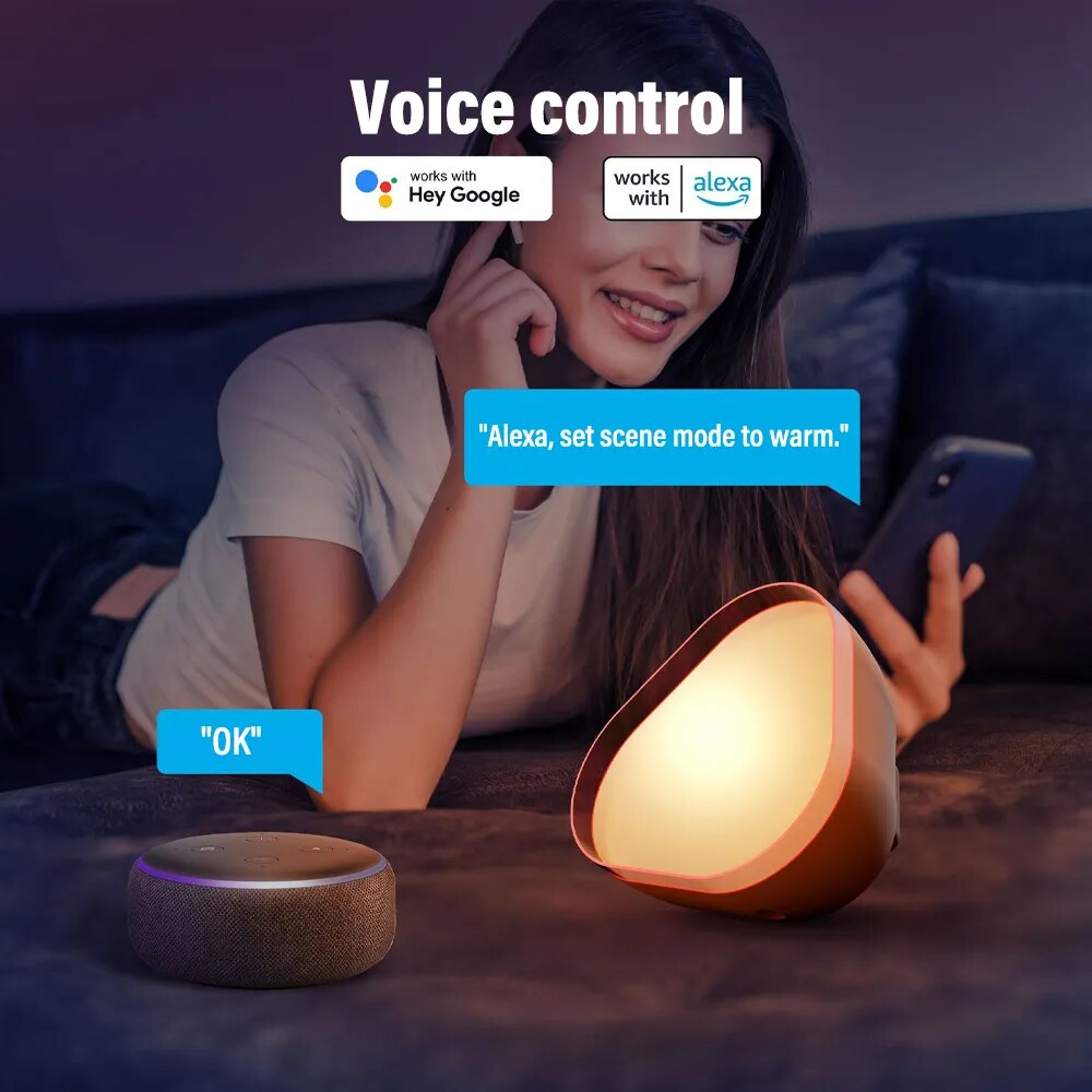 Lampe de bureau intelligente Wifi, lampe de chevet RGB, veilleuse au rythme de la musique, Compatible avec Alexa Google Home, pour chambre à coucher, fête, salle de jeux