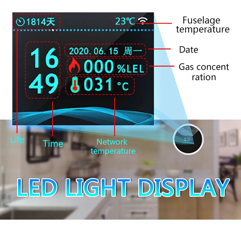 Tuya Wifi Leak With Temperature Function Combustible Gas Detectors Support Home Smart Life Natural Gas Alarm Sensor LCD Display