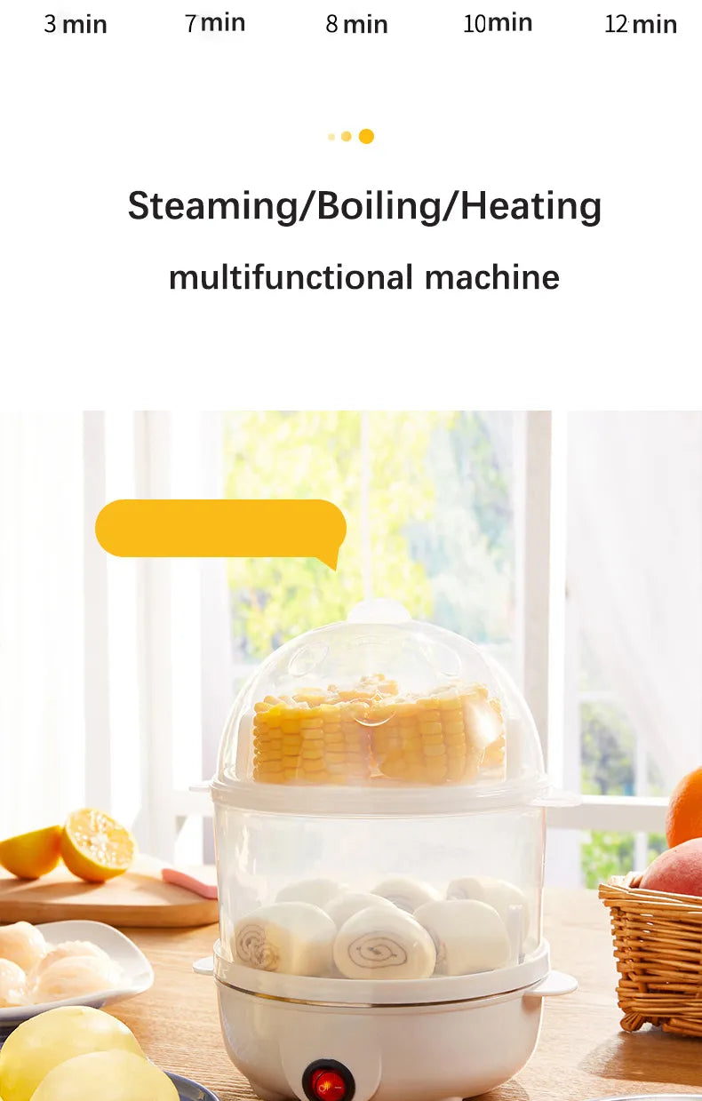 Egg Boiler Double Layers Multifunction Electric Egg Cooker Steamer Corn Milk Steamed Rapid Breakfast Cooking Appliances Kitchen