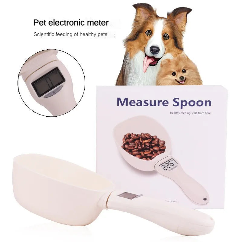 Outil de mesure électronique bol d'alimentation pour chien et chat cuillère à mesurer balance de nourriture pour animaux de compagnie affichage numérique cuillère de pesée poids volume