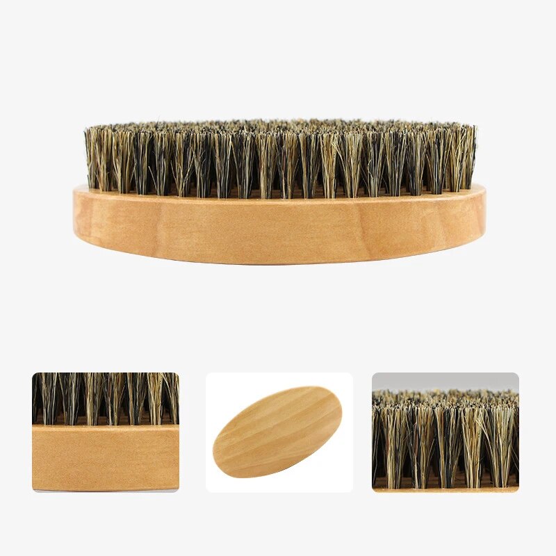 Eco Friendly Boar Bristle Men's Shaving Brush Portable Barber Natural Beard Brush For Facial Cleaning Mustache Tools Gift Bag