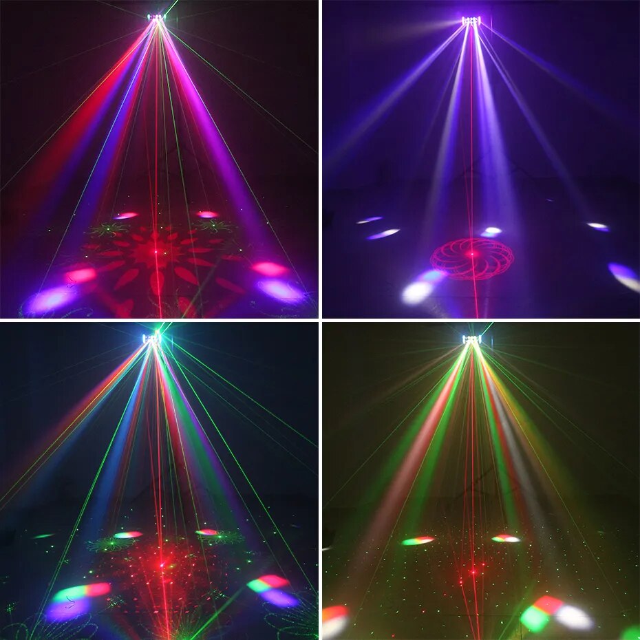 ALIEN DJ Disco Derby Beam 4IN1 Stage Light Red Green Laser Patterns Strobe Dynamic Marquee Effect Party Wedding Club Dance Lamp