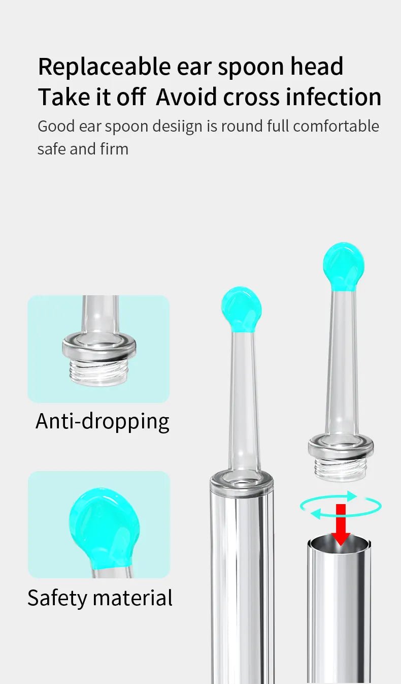 Limpiador de oídos, herramienta de eliminación de cera de oídos de alta precisión con cámara, luz LED, otoscopio inalámbrico, Kit de limpieza de oídos inteligente