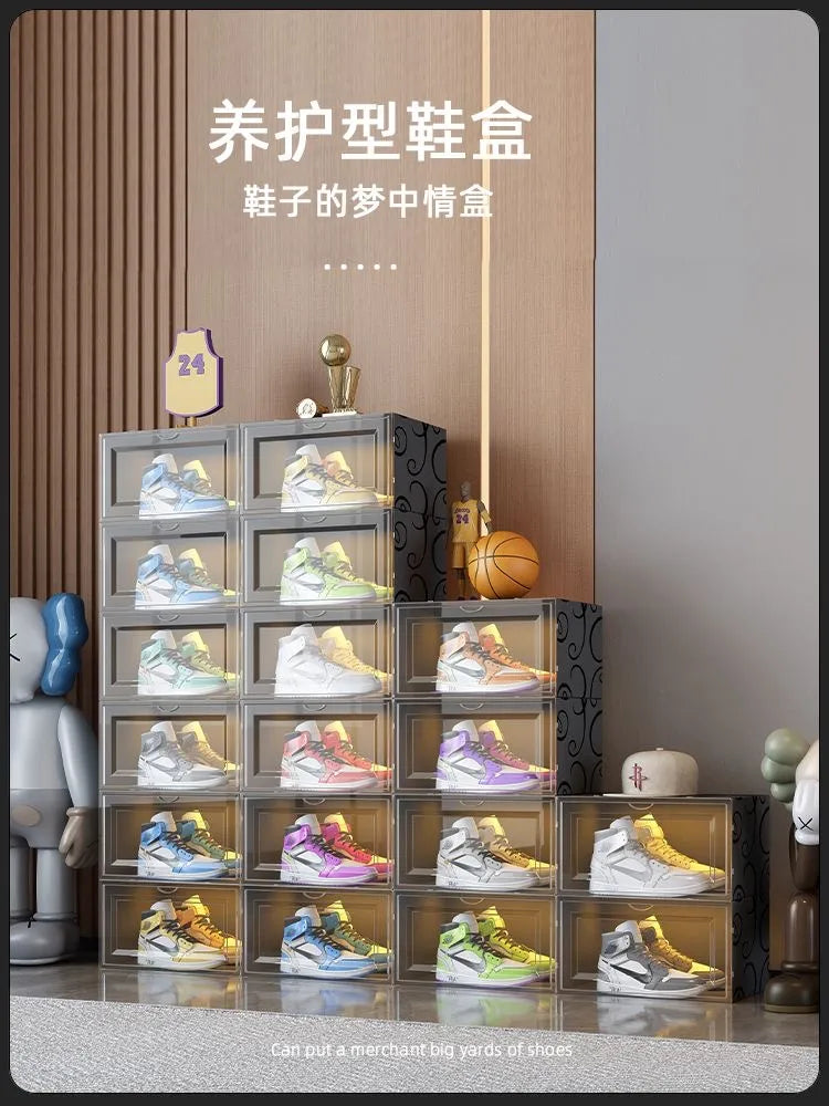 1PC Plastic Shoes Case Transparent Shoes Drawer Stackable Shoe Boxes  Organizers Dustproof Shoe Cabinet Sneaker Box Shoe Display