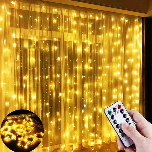 Curtain LED String Lights Garland Festival Christmas Decoration USB Remote Control Holiday Wedding Fairy Lights for Bedroom Home