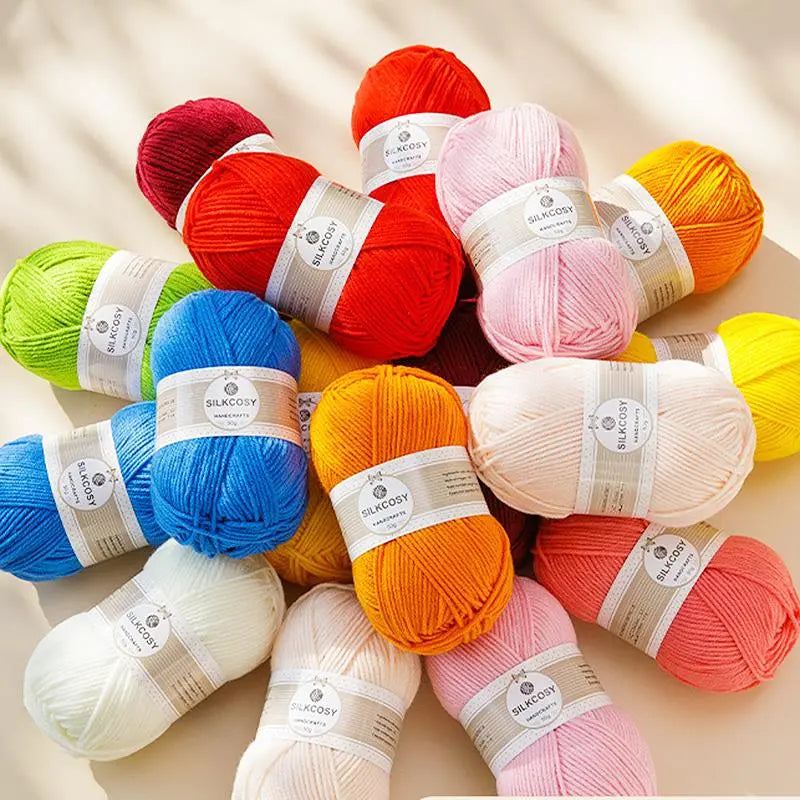 Fils à tricoter en coton au lait, 50 g/rouleau, pour tricoter des fils au Crochet, couture, 4 plis, pour tricoter à la main, pulls au Crochet