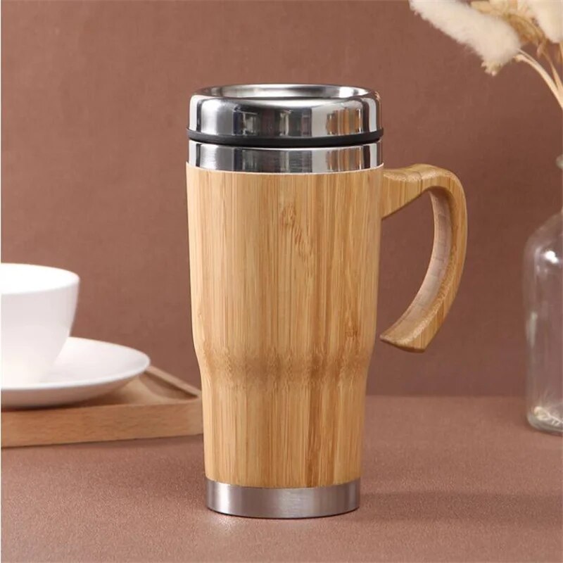 350/450Ml New Bamboo Vacuum Flask Stainless Steel Water Bottle Tumblers Portable Vacuum Flask Coffee Cup Home Office Thermos Cup