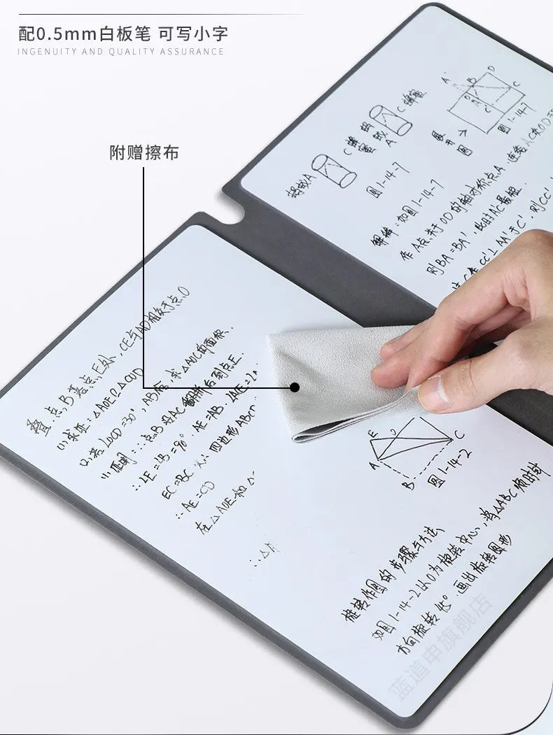 A5 Reusable Whiteboard Notebook Leather Memo Free Whiteboard Pen Erasing Cloth Weekly Planner Portable Stylish Office Notebooks