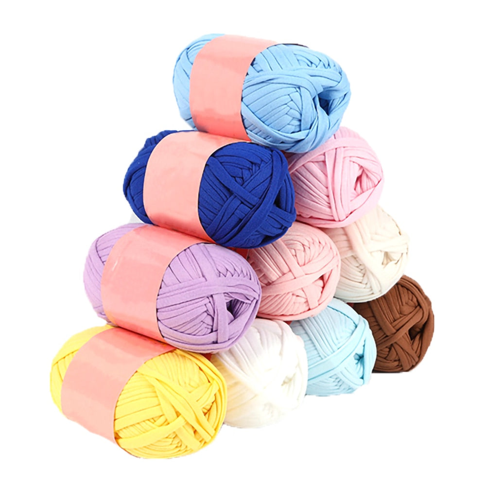 1Pc 100g Crochet Fabric Yarn Cloth Tape Thread for DIY Hand Woven Knitting Bags Pads Carpet Crafts Colored Hand-knitted Material