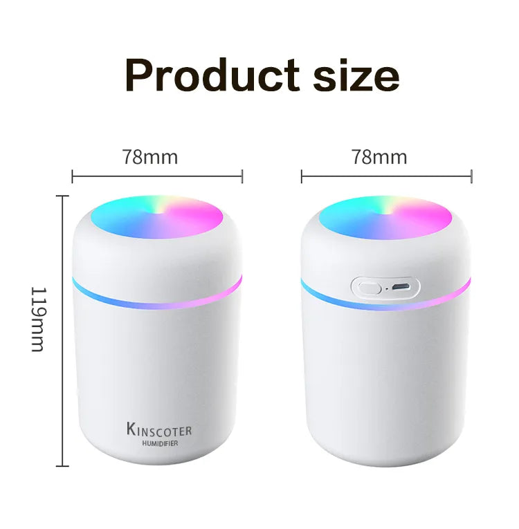 Humidificador de aire H2O de 300ml, Mini difusor de Aroma USB portátil con niebla fría para dormitorio, hogar, coche, purificador de plantas, Humificador