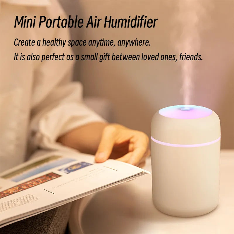 Humidificador de aire H2O de 300ml, Mini difusor de Aroma USB portátil con niebla fría para dormitorio, hogar, coche, purificador de plantas, Humificador