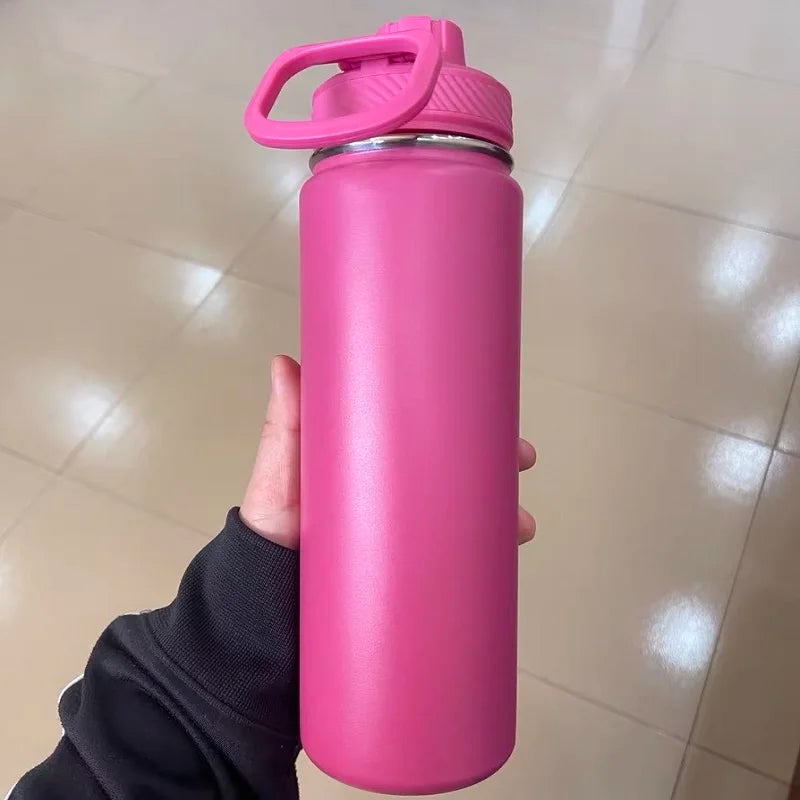 Taza de agua aislada Lulu de 710ml, taza deportiva de acero inoxidable pura y cálida, botella de vacío portátil a prueba de fugas para exteriores, botellas de agua caliente