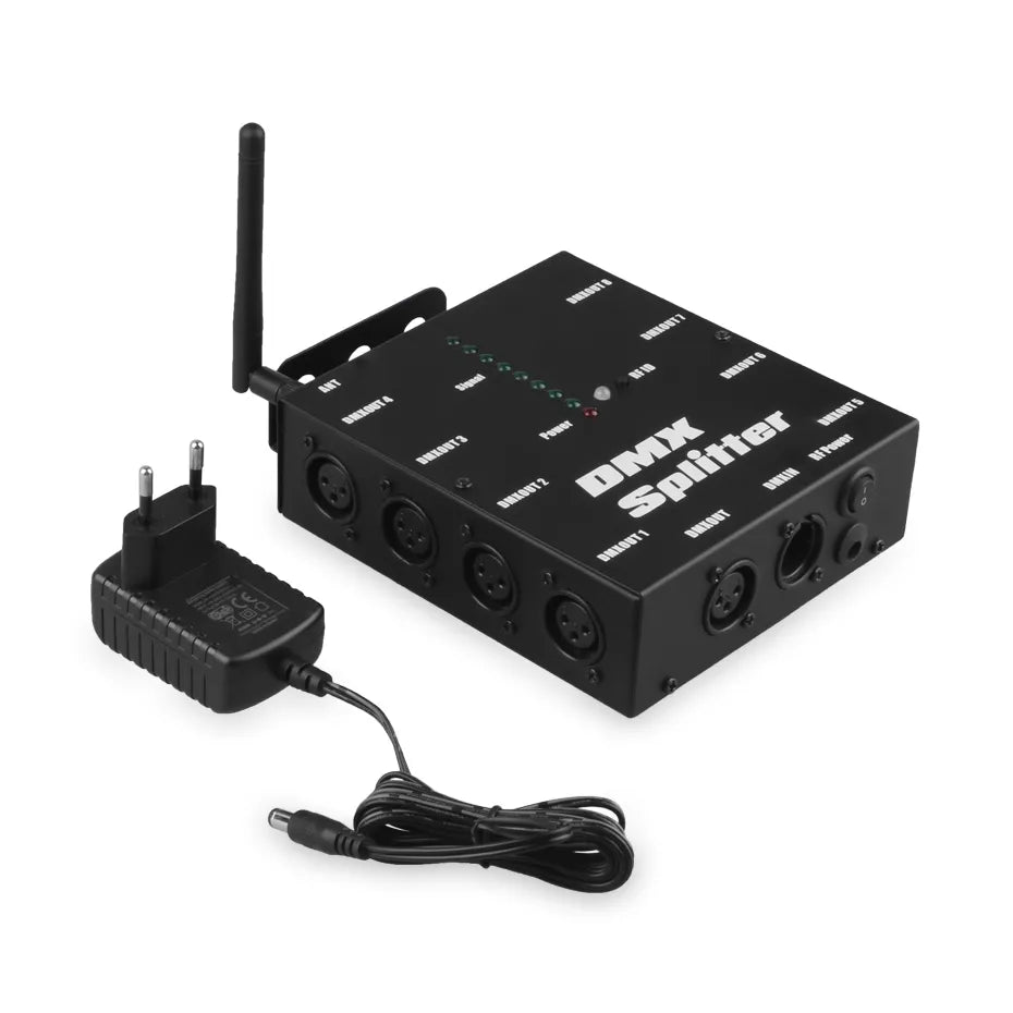 ALIEN 8 Way Wireless DMX 512 3-Pin Isolated Splitter Amplifier with Wireless DMX Transceiver Receiver for DJ Disco Stage Lights