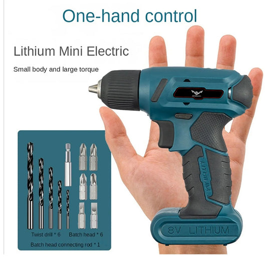 Perceuse électrique au Lithium 8V, perceuse à main Rechargeable, petit pistolet, perceuse électrique, tournevis électrique domestique multifonctionnel