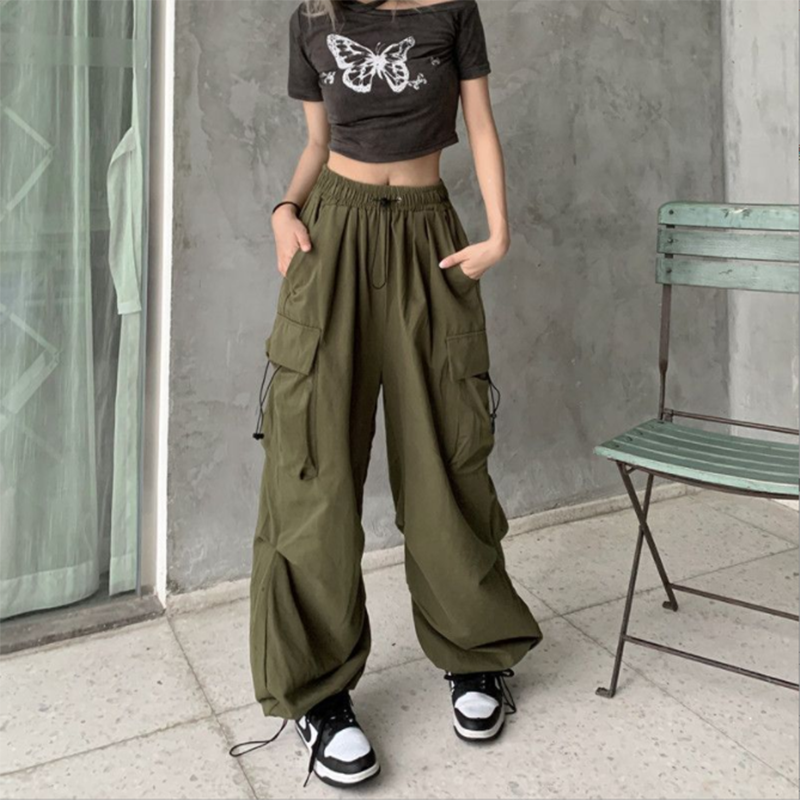 Y2K Women Streetwear Techwear Cargo Korean Harajuku Baggy Parachute Pants for Men Sweatpants Wide Leg Joggers Trousers Clothes