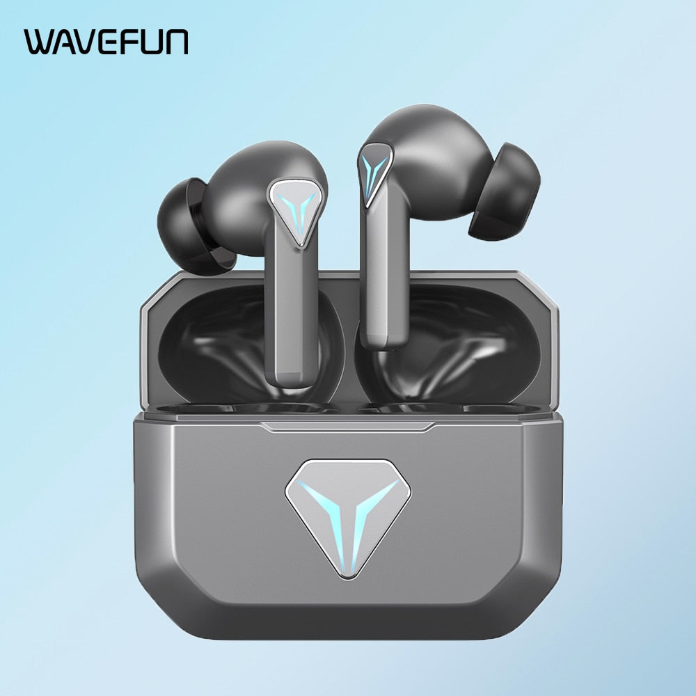 Auriculares Bluetooth Auriculares inalámbricos para juegos Auriculares Wavefun Auriculares para juegos con micrófono 45 ms Control de volumen de baja latencia The Alien Stuff 