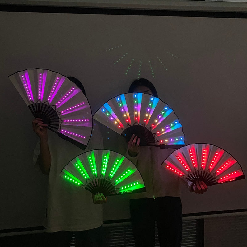 Fournitures d'éclairage de fête de carnaval, ventilateur rave à lumière néon LED de 10 pouces, ventilateur lumineux pliant qui brille dans la fête