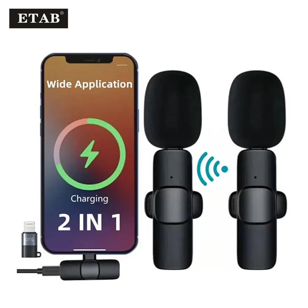 Microphone Lavalier sans fil, Mini micro Portable pour enregistrement Audio et vidéo, pour iPhone, Android, longue durée de vie de la batterie, diffusion en direct, jeu