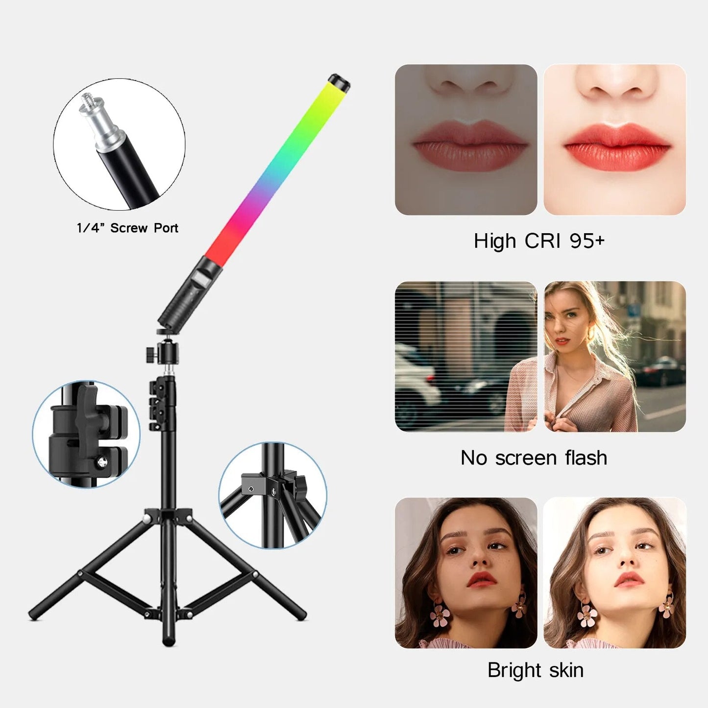 50cm 20 "RGB de mano luz LED para vídeo varita Stick fotografía luz con batería recargable incorporada 79" trípode Control remoto