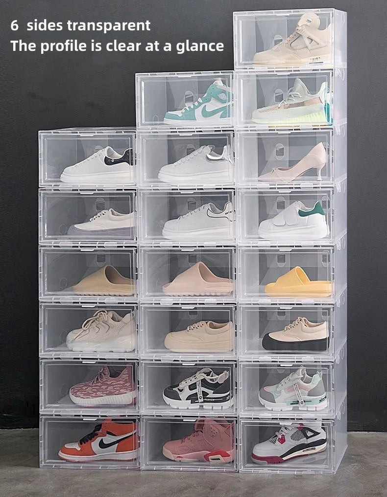 1PC Plastic Shoes Case Transparent Shoes Drawer Stackable Shoe Boxes  Organizers Dustproof Shoe Cabinet Sneaker Box Shoe Display