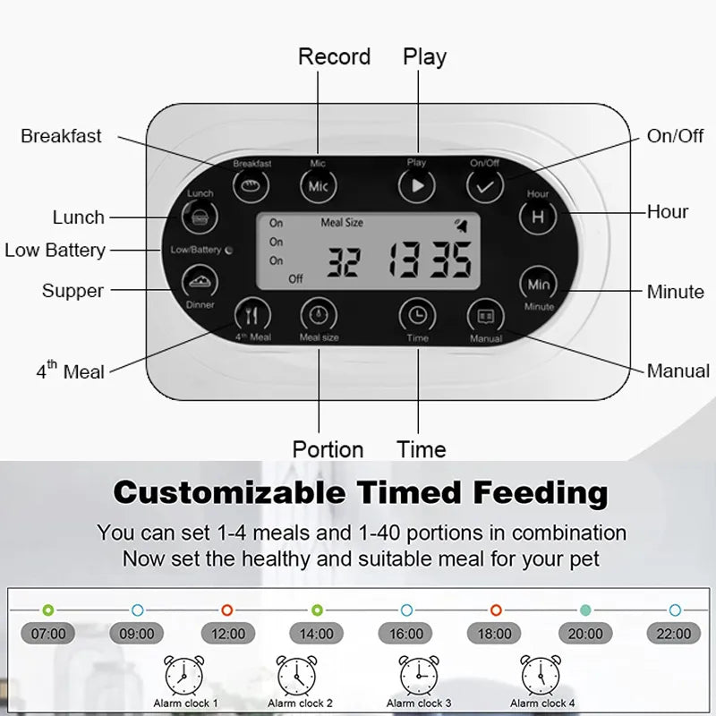 Mangeoire pour chat avec application intelligente, en acier inoxydable, Double repas, nourriture pour animaux de compagnie, alimentation à distance, distributeur automatique adapté aux chats et aux chiens