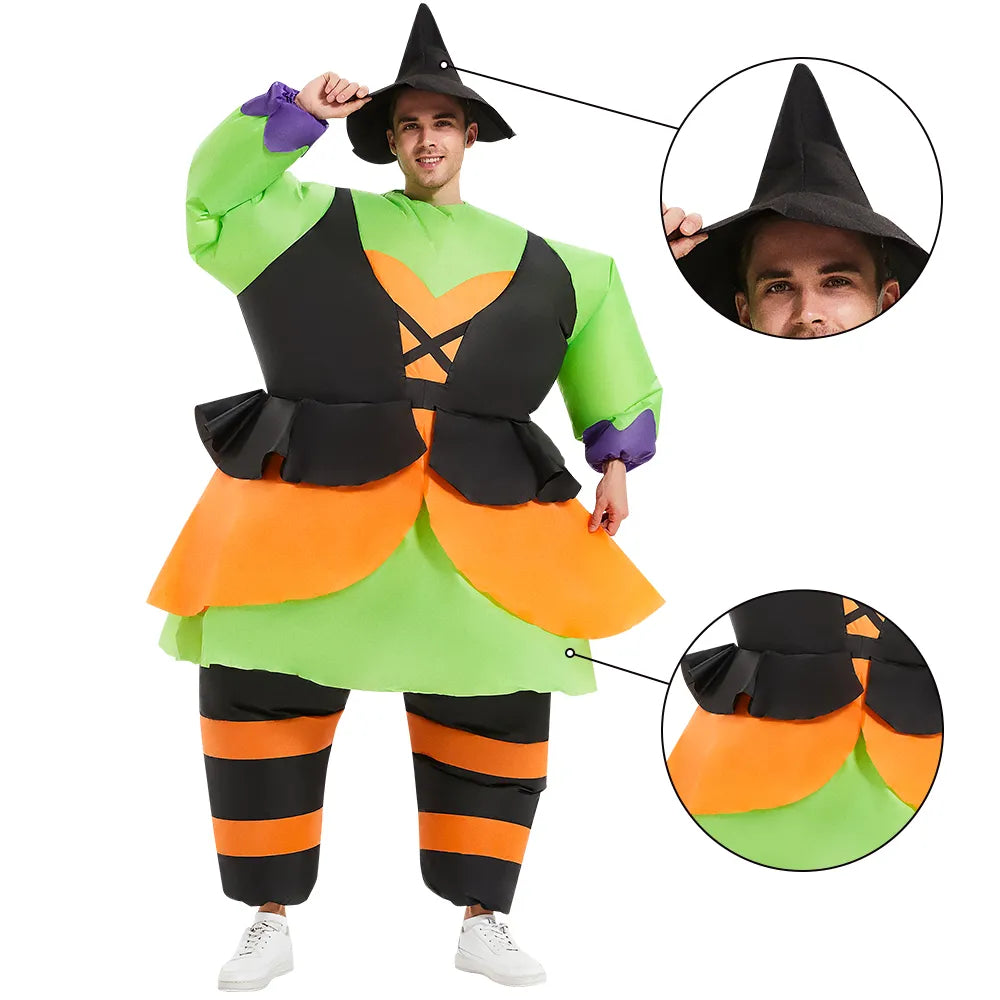 Costume gonflable de fantôme effrayant et de sorcière maléfique pour adultes, Costumes de Cosplay Anime d'halloween, Costumes de fête de carnaval pour jeu de rôle