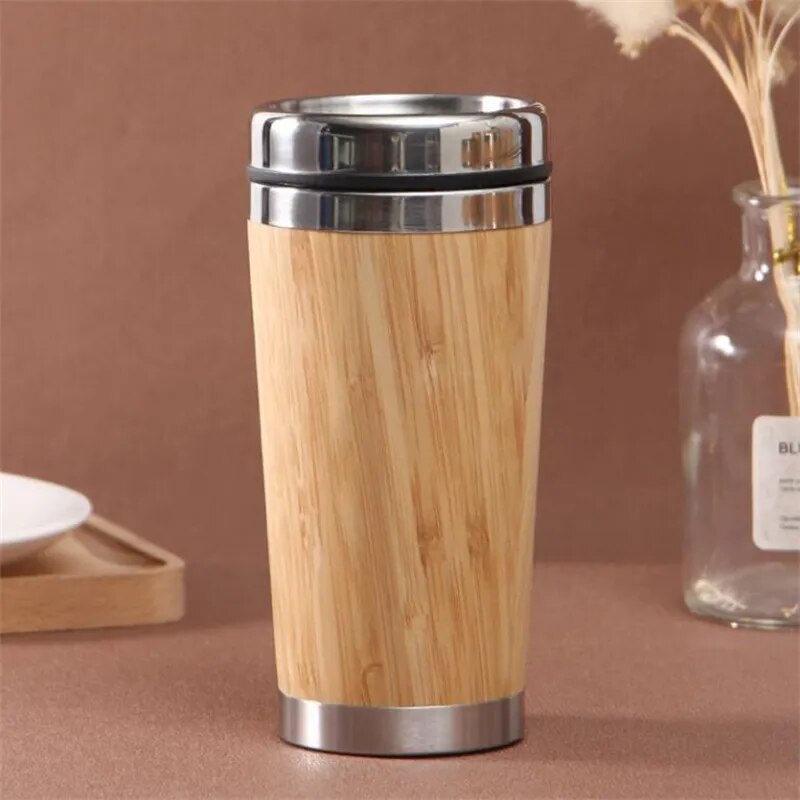 350/450Ml New Bamboo Vacuum Flask Stainless Steel Water Bottle Tumblers Portable Vacuum Flask Coffee Cup Home Office Thermos Cup