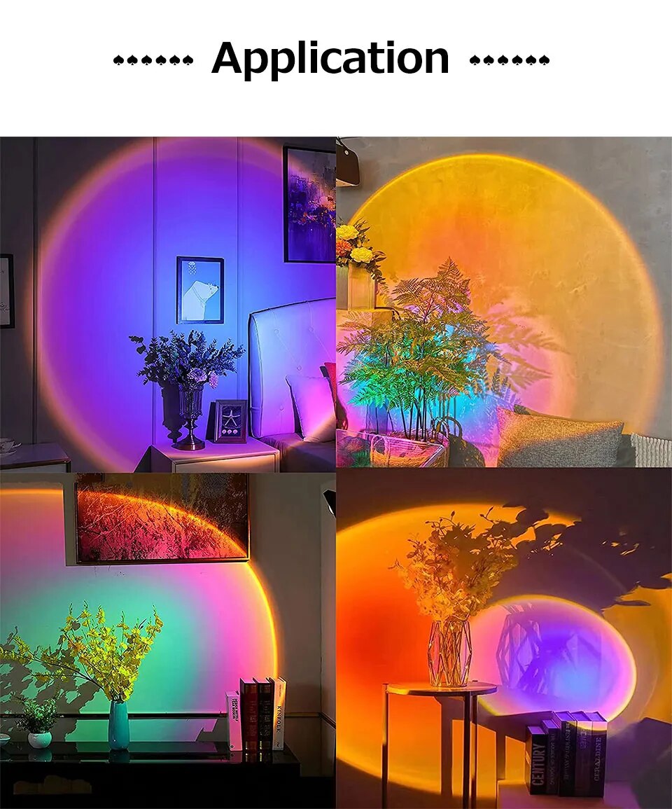 Tuya – lampe LED arc-en-ciel RGB, USB, projecteur de coucher de soleil, photographie, éclairage d'ambiance mural pour chambre à coucher, décoration de maison, cadeau