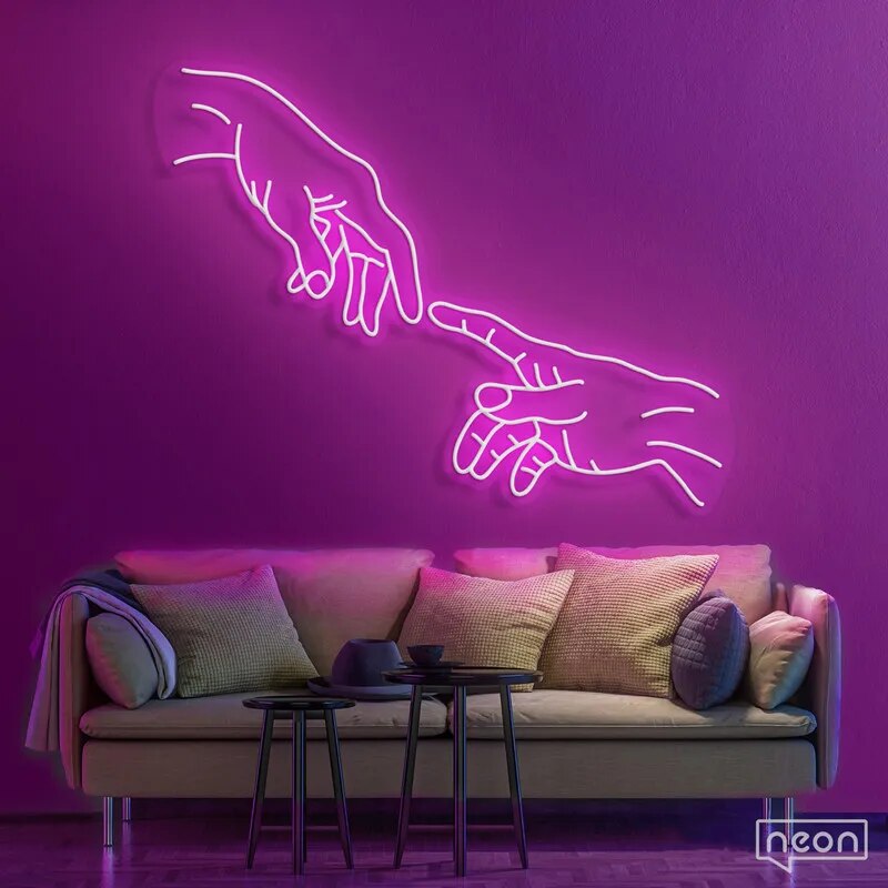 Wanxing hand of god neon Sign Light Office Living Room Interior Design, Neon sign wall art,Neon sign wall decor