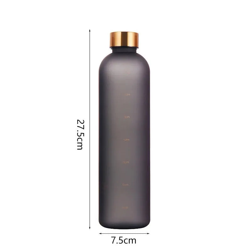 Botella de 1L con marcador de tiempo, plástico esmerilado sin BPA, motivacional, reutilizable, para deportes al aire libre, viajes, a prueba de fugas, 32 OZ