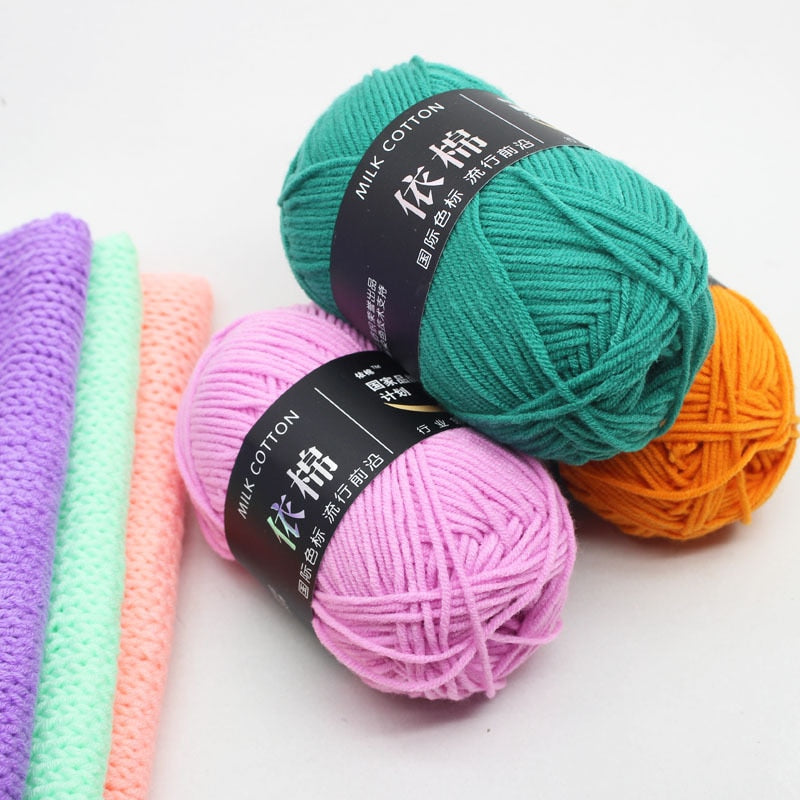 Fil de coton au lait 50g, laine à tricoter pour tricot à la main, fil au Crochet, écharpe pour bébé, chapeau, pull, fil de laine douce pour fournitures de Crochet