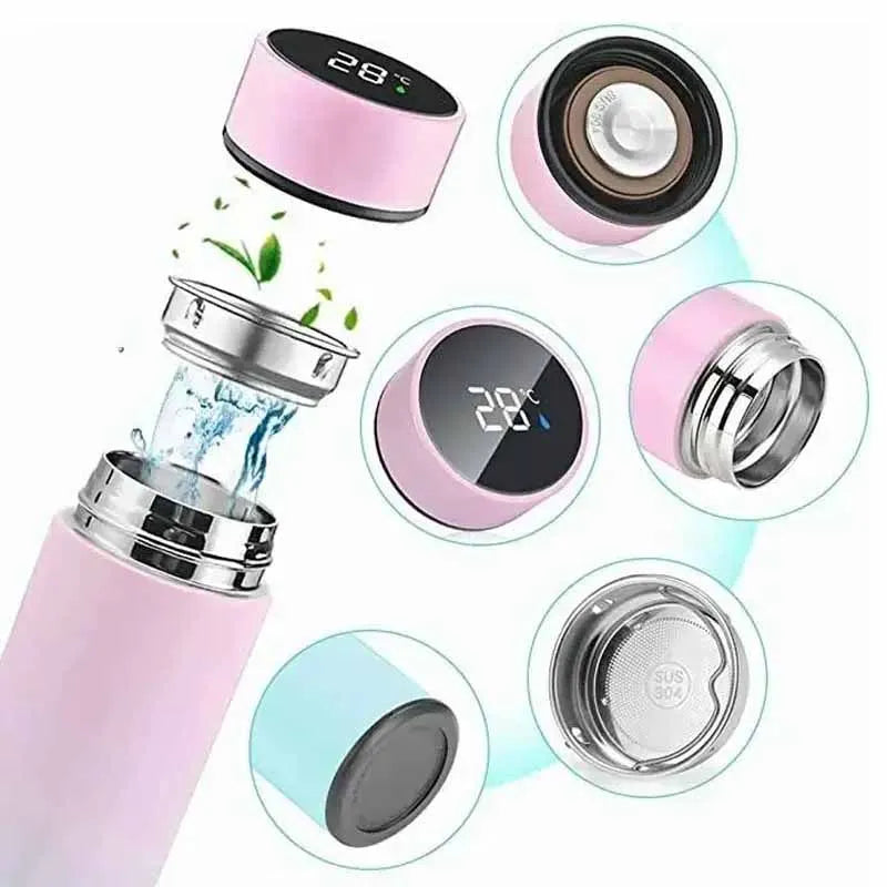 Stainless steel thermos bottle with digital temperature display, Intelligent temperature measurement cup, LED, 500ml