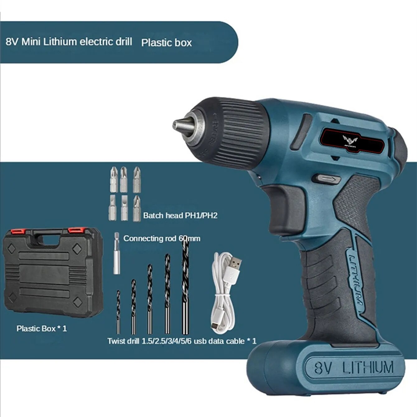 8V Lithium Electric Drill Rechargeable Hand Drill Small Pistol Electric Drill Multi-functional Household Electric Screwdriver