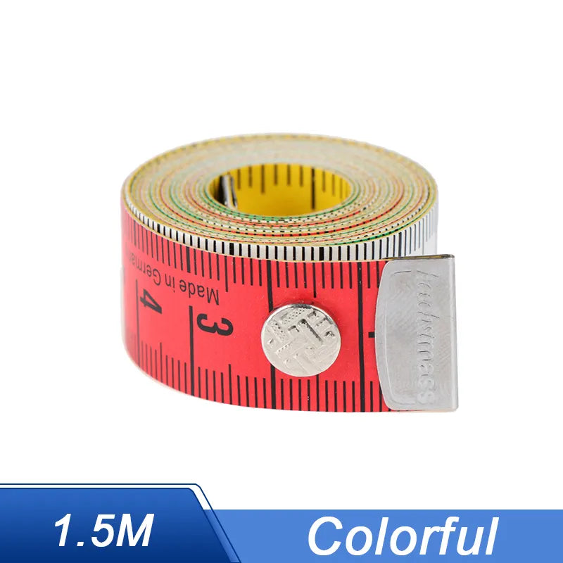 1.5M/60in Soft Tape Measure Tailor's Tape with Snap Fasteners Body Measuring Double-sided Ruler For Needlework Sewing Tool