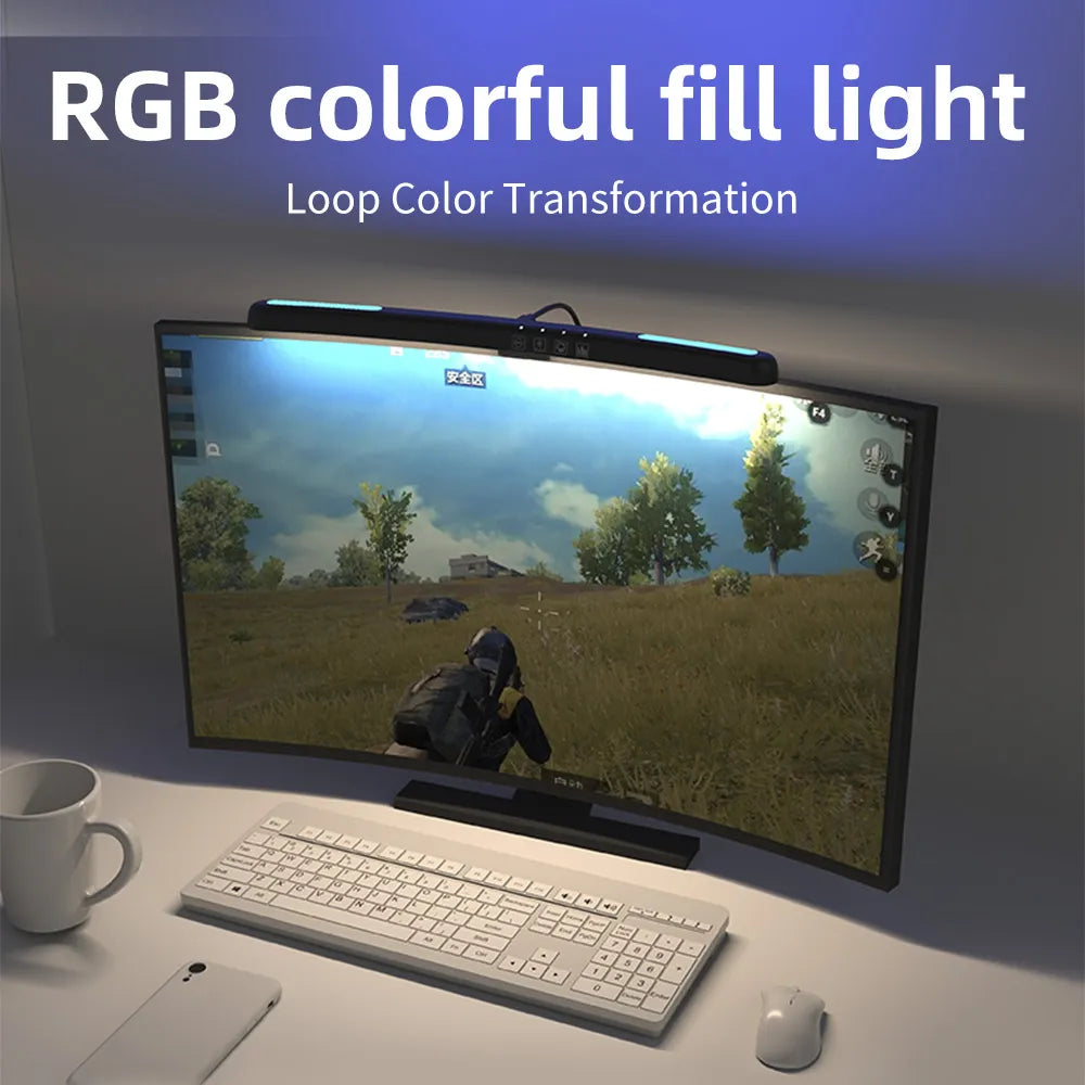 Luz colgante de pantalla con atenuación continua USB, lámparas para Monitor de pantalla curva, atmósfera de fondo RGB, luz de escritorio para el cuidado de los ojos, barra de luz para PC