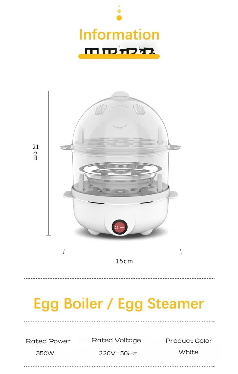 Egg Boiler Double Layers Multifunction Electric Egg Cooker Steamer Corn Milk Steamed Rapid Breakfast Cooking Appliances Kitchen